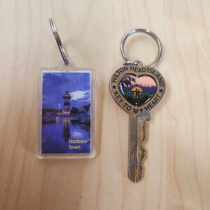 Lot of 2 Hilton Head Island and Harbour Town Collectible Key Rings Keychains